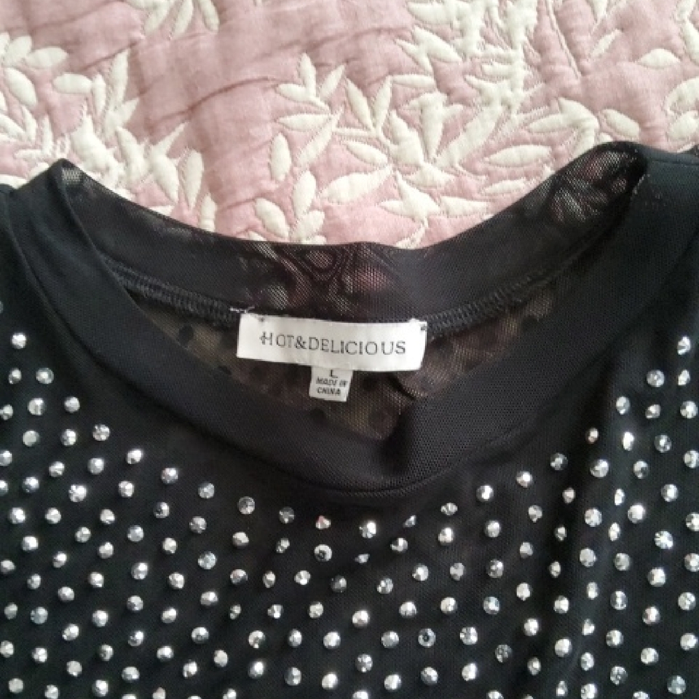 Hot & Delicious Black Rhinestone Two Piece Skirt Set - Picture 3 of 5